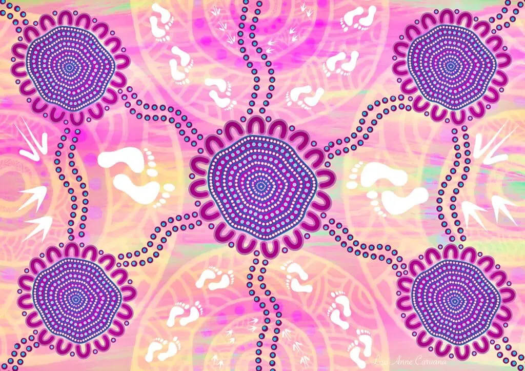 Indigenous artwork 'Only Footprints' for BOH 2023 Iconic Precinct Program by First Nations artist Lisa Anne Caruana 2023
